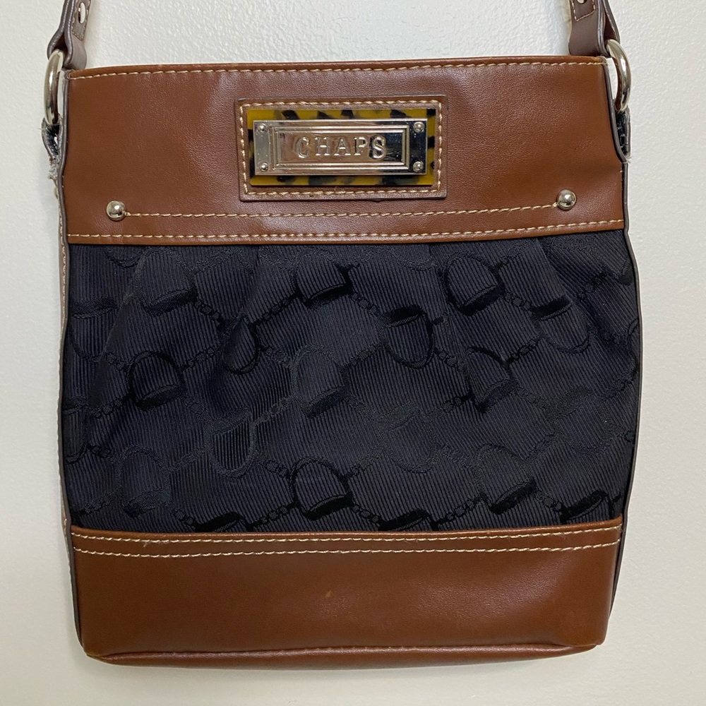 Chaps Black and Tan Purse